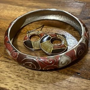 Enamel bracelet and earrings
